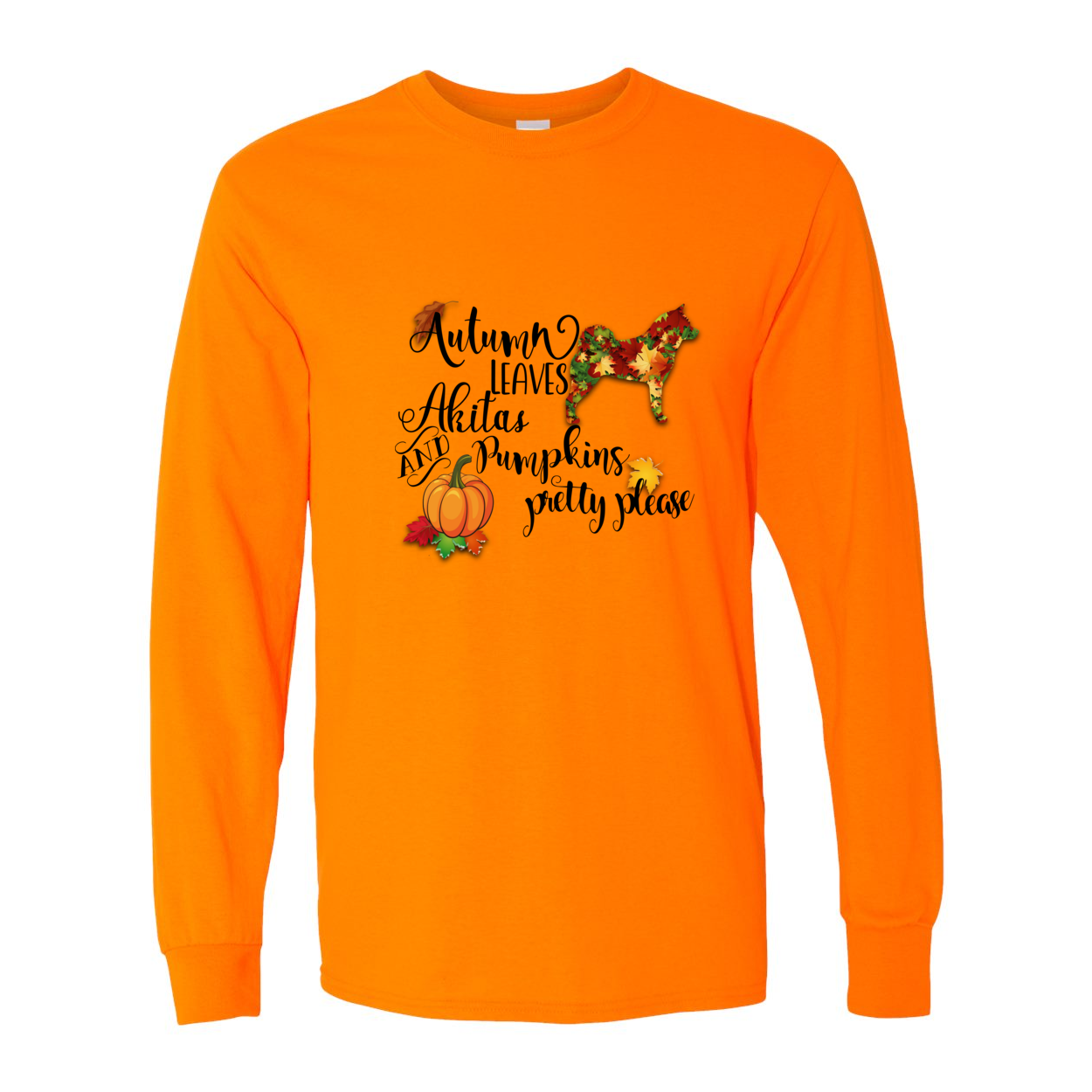 Autumn Akita BLK Cotton Long Sleeve T-Shirt - WagALotBowWow