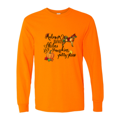 Autumn Akita BLK Cotton Long Sleeve T-Shirt - WagALotBowWow
