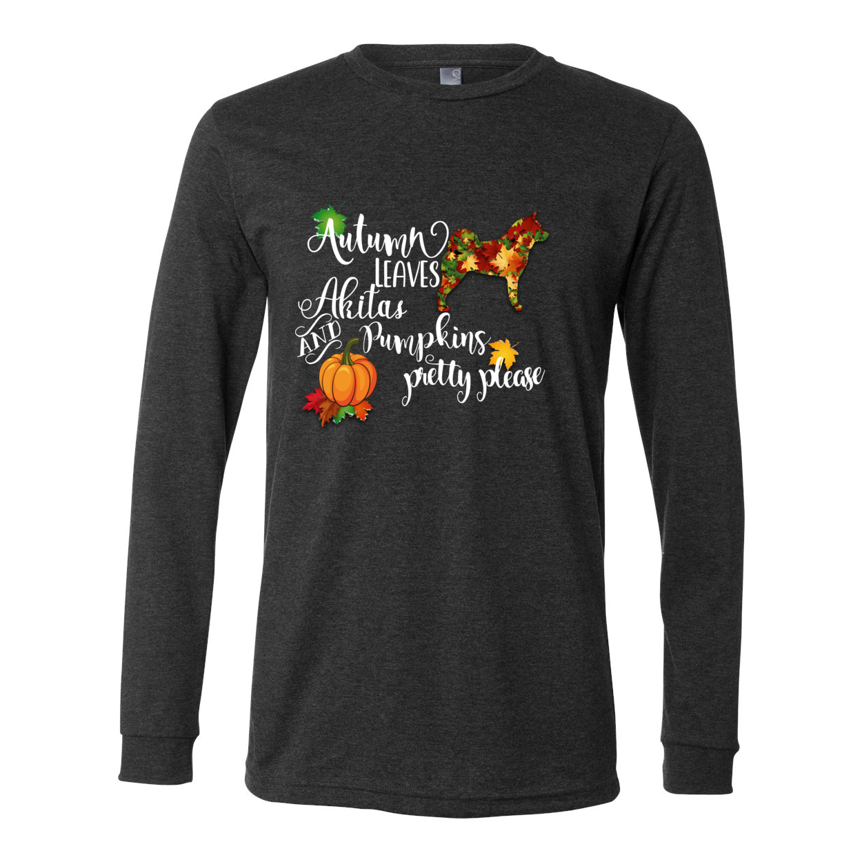 Falling Leaves Akita Unisex LS Wht - WagALotBowWow