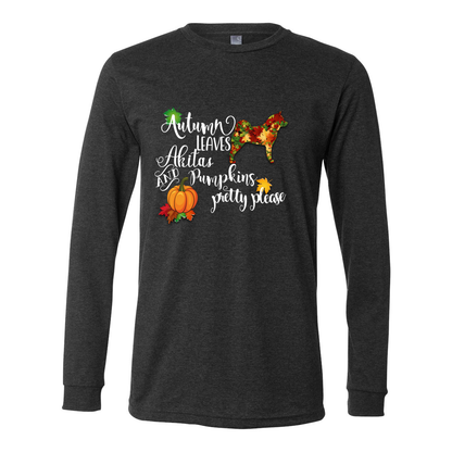 Falling Leaves Akita Unisex LS Wht - WagALotBowWow