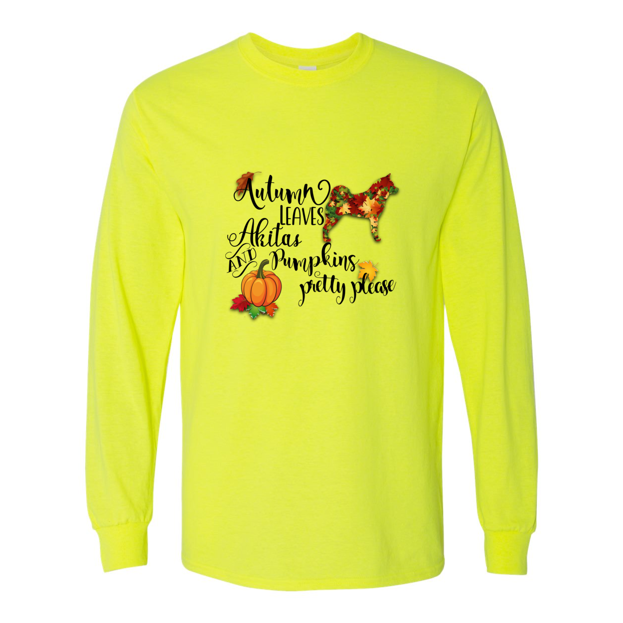 Autumn Akita BLK Cotton Long Sleeve T-Shirt - WagALotBowWow