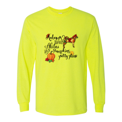 Autumn Akita BLK Cotton Long Sleeve T-Shirt - WagALotBowWow