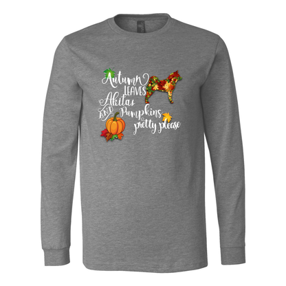 Falling Leaves Akita Unisex LS Wht - WagALotBowWow