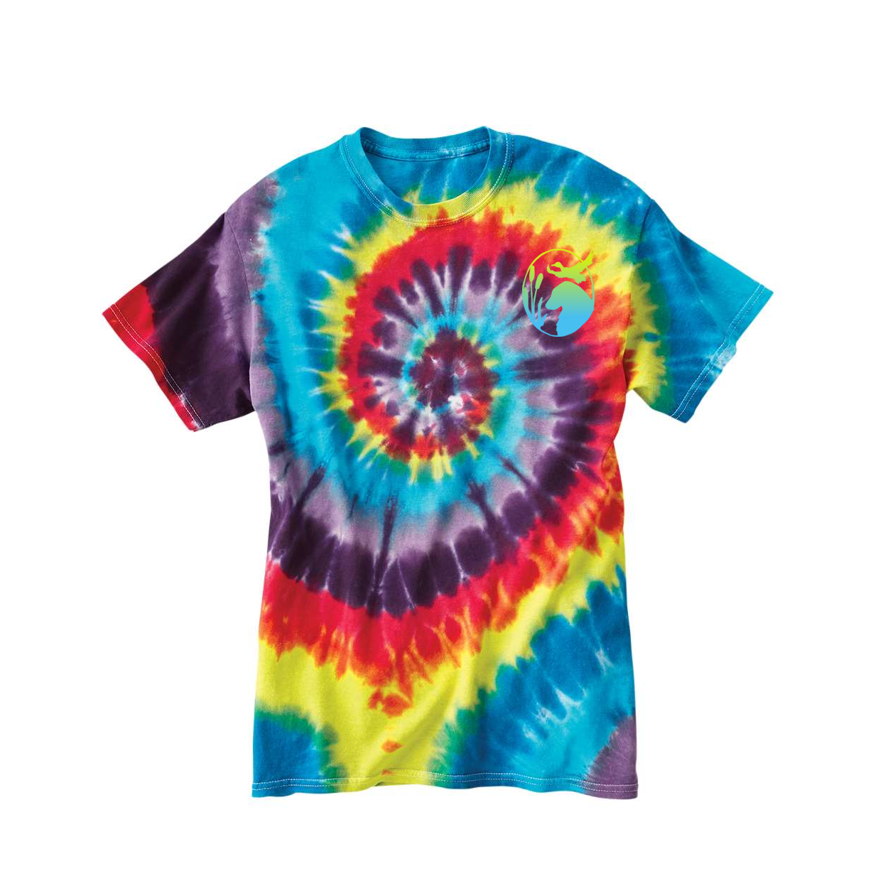 Flatty Life Front/Bac Spiral Tie-Dyed T-Shirt - WagALotBowWow