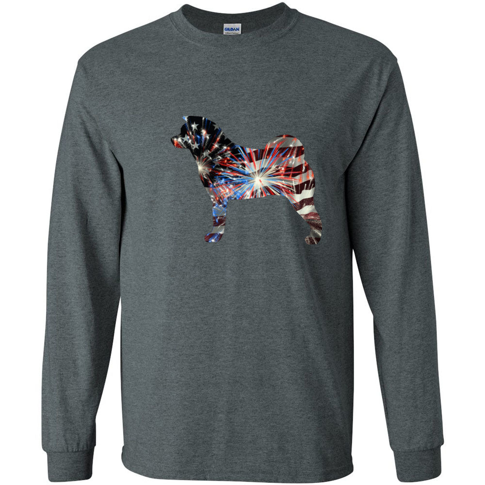Patriotic Akita Gildan Unisex Ultra Cotton Long Sleeve T-Shirt - WagALotBowWow
