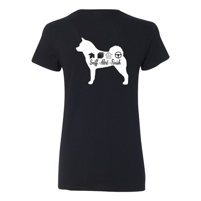Akita Scent F/B Women's V-Neck T-Shirt - WagALotBowWow