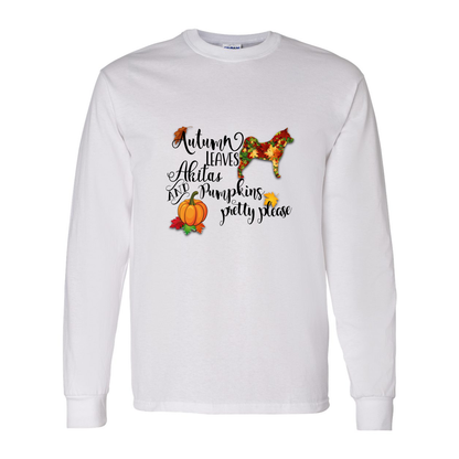 Autumn Akita BLK Cotton Long Sleeve T-Shirt - WagALotBowWow