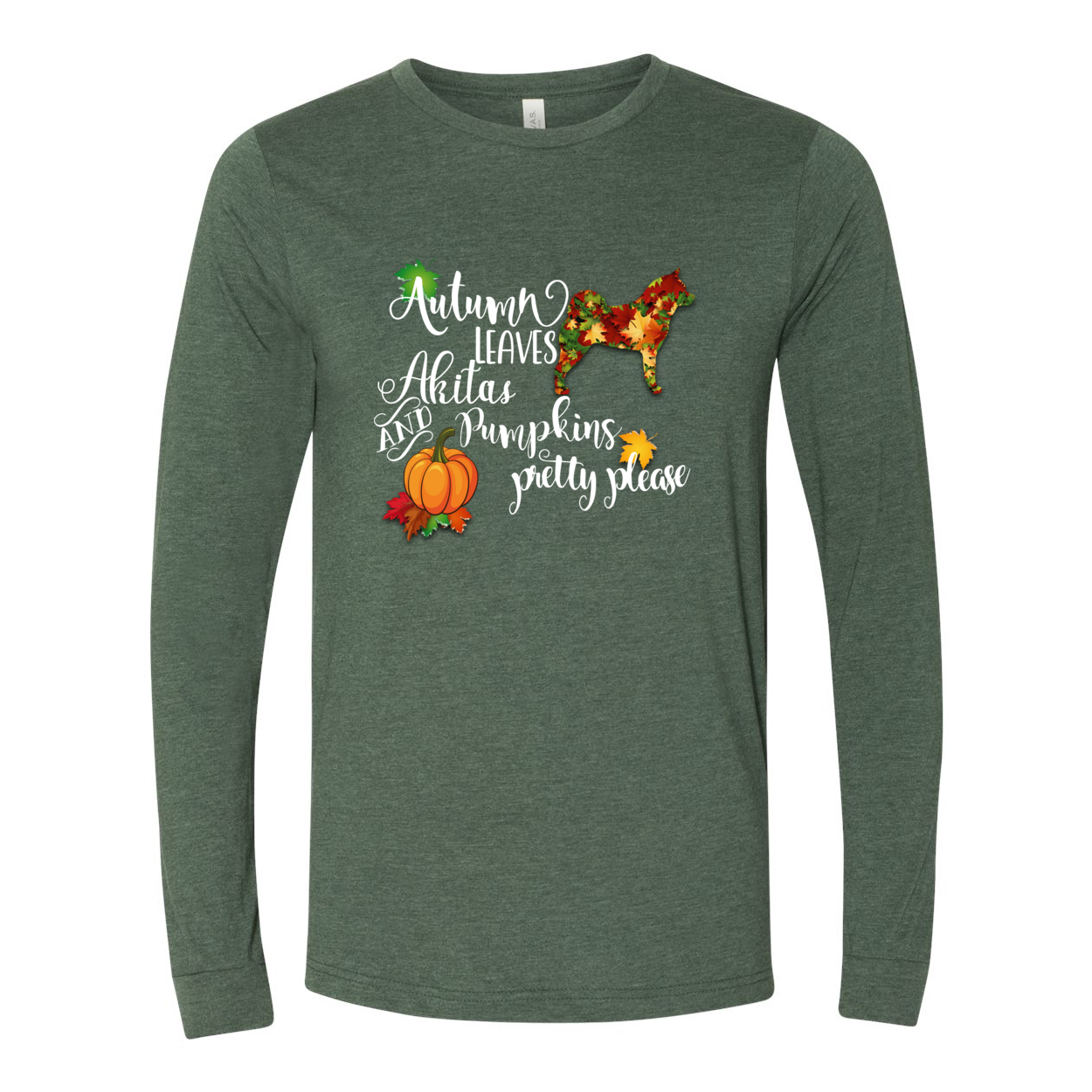 Falling Leaves Akita Unisex LS Wht - WagALotBowWow