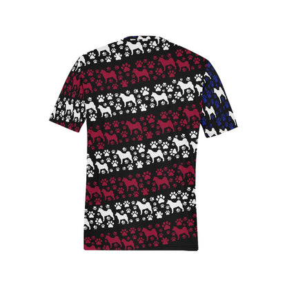 Akita USA Strips All Over Print T-Shirt - WagALotBowWow