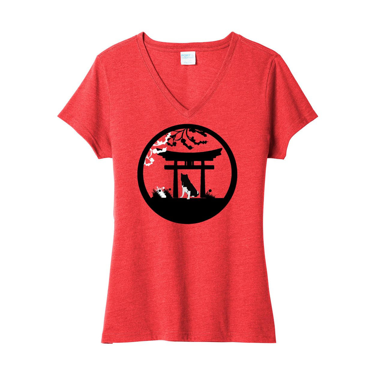 Akita Gate V-Neck Womens SS - WagALotBowWow