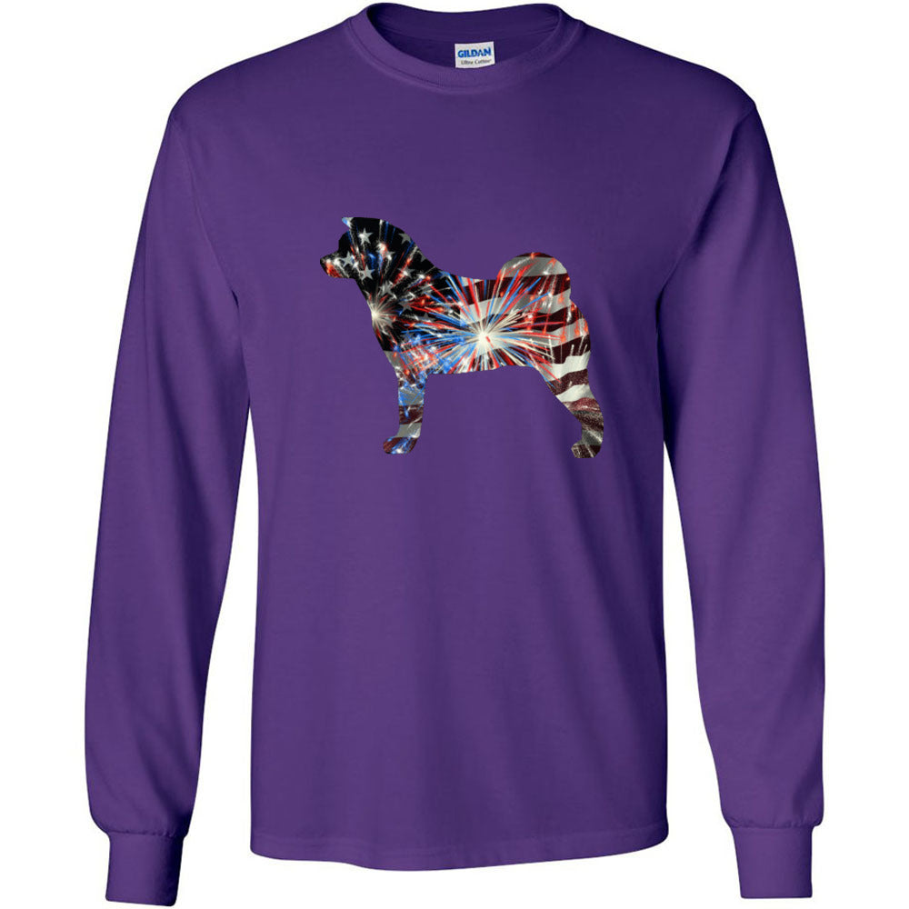 Patriotic Akita Gildan Unisex Ultra Cotton Long Sleeve T-Shirt - WagALotBowWow