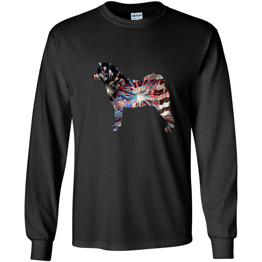 Patriotic Akita Gildan Unisex Ultra Cotton Long Sleeve T-Shirt - WagALotBowWow
