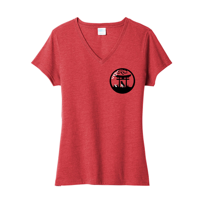 Akita Gate Right Corner V-Neck Ladies - WagALotBowWow