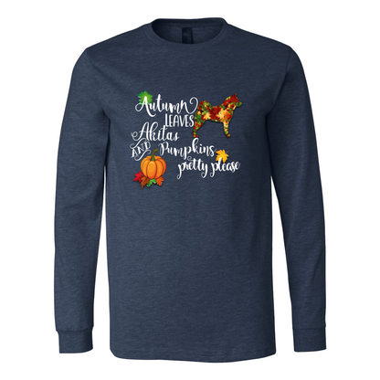 Falling Leaves Akita Unisex LS Wht - WagALotBowWow