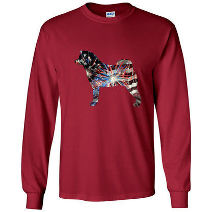 Patriotic Akita Gildan Unisex Ultra Cotton Long Sleeve T-Shirt - WagALotBowWow