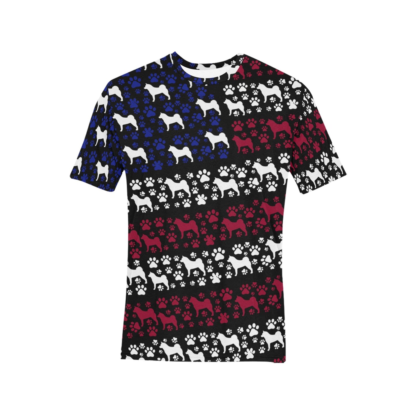 Akita USA Strips All Over Print T-Shirt - WagALotBowWow