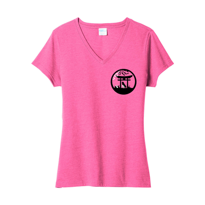 Akita Gate Right Corner V-Neck Ladies - WagALotBowWow