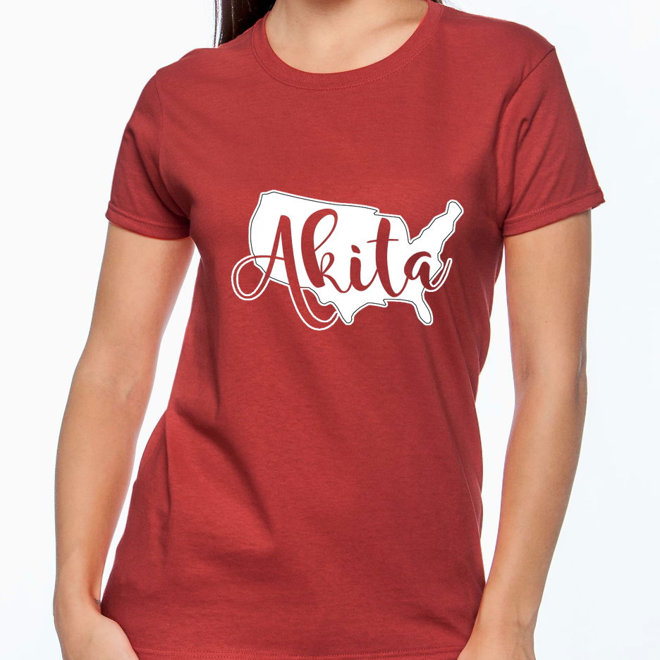 USA Akita Short Sleeve Gildan Ultra Cotton T-Shirt - WagALotBowWow