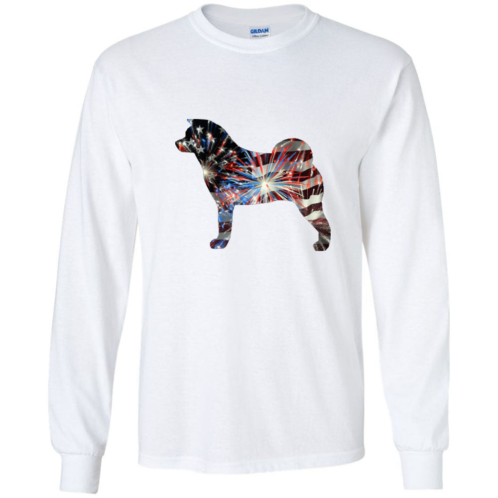Patriotic Akita Gildan Unisex Ultra Cotton Long Sleeve T-Shirt - WagALotBowWow
