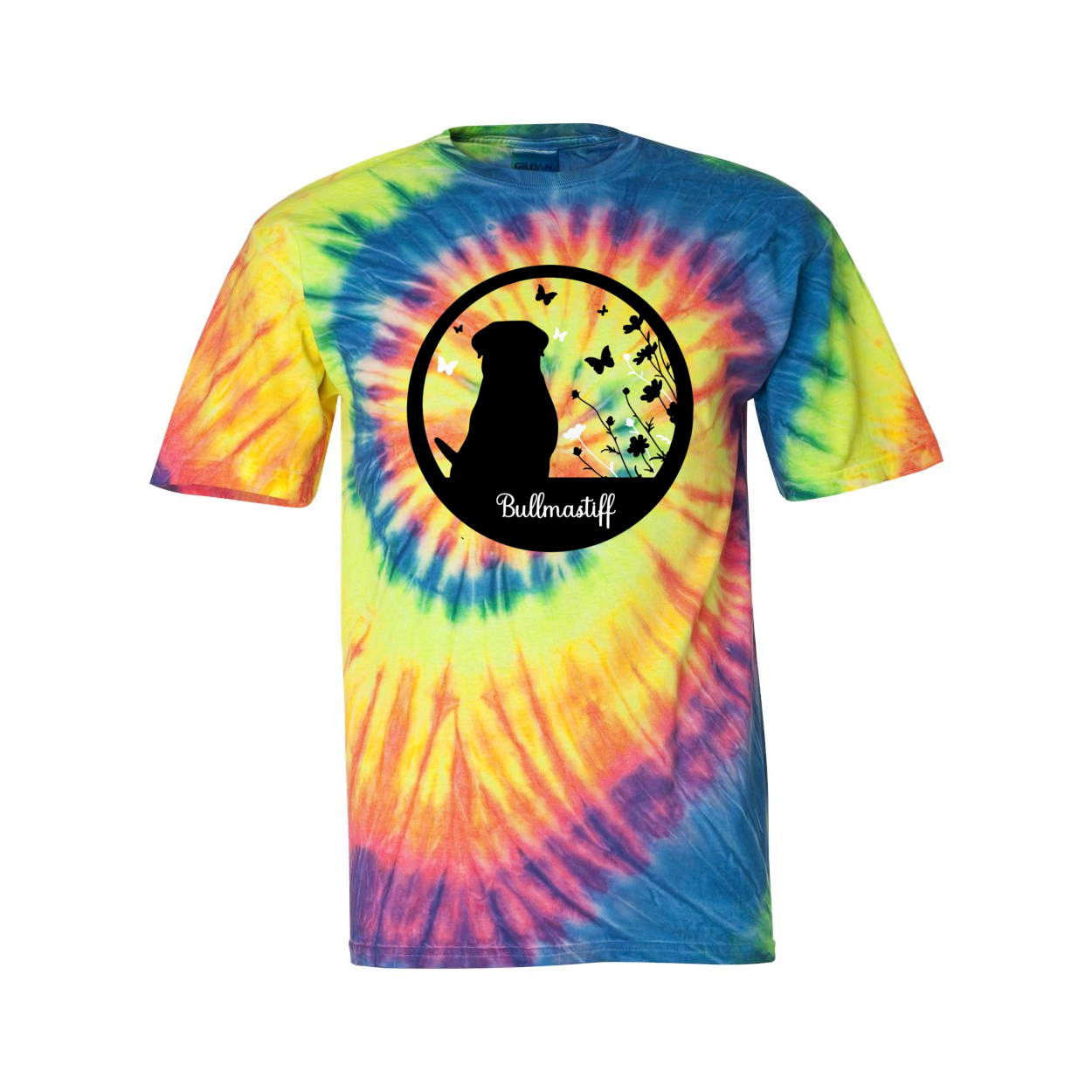 Bullmastiff Flowers Spiral Tie-Dyed T-Shirt - WagALotBowWow