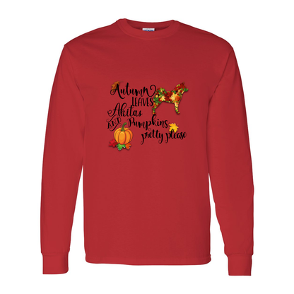 Autumn Akita BLK Cotton Long Sleeve T-Shirt - WagALotBowWow