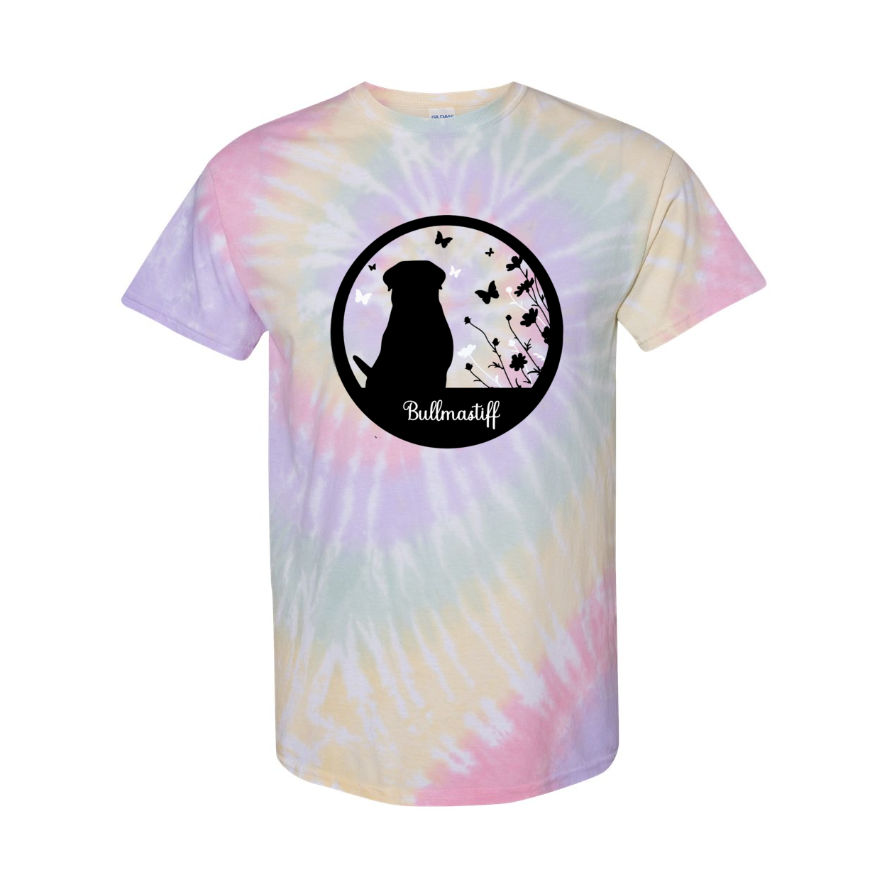 Bullmastiff Flowers Spiral Tie-Dyed T-Shirt - WagALotBowWow