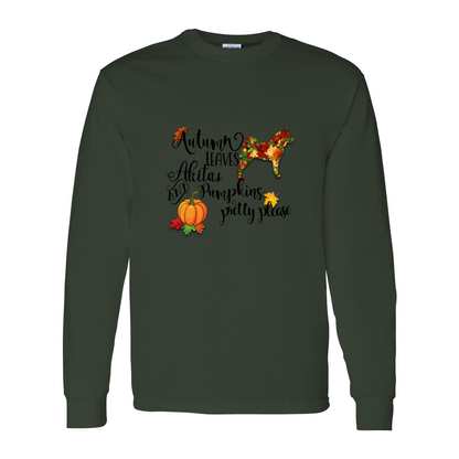 Autumn Akita BLK Cotton Long Sleeve T-Shirt - WagALotBowWow