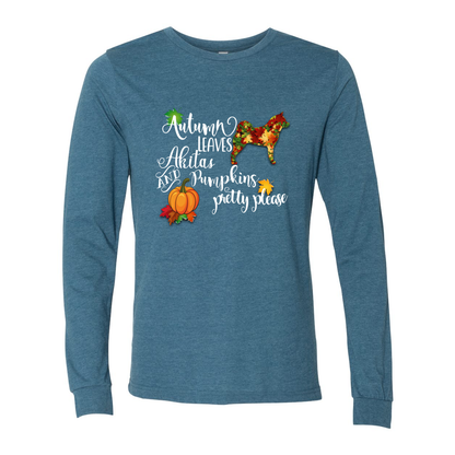 Falling Leaves Akita Unisex LS Wht - WagALotBowWow