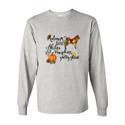 Autumn Akita BLK Cotton Long Sleeve T-Shirt - WagALotBowWow