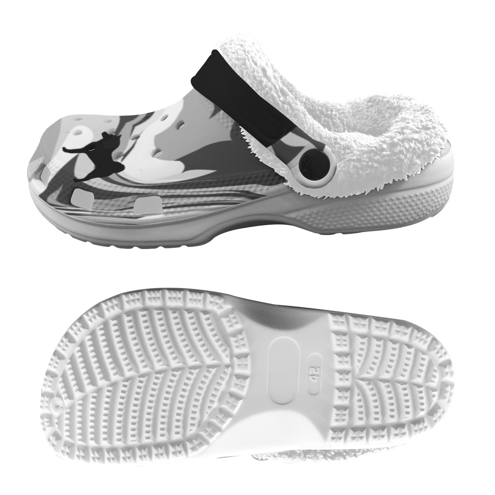 Fleece lined Foam Clogs For Adults White Fleece Lined Foam Clogs for Adults - WagALotBowWow