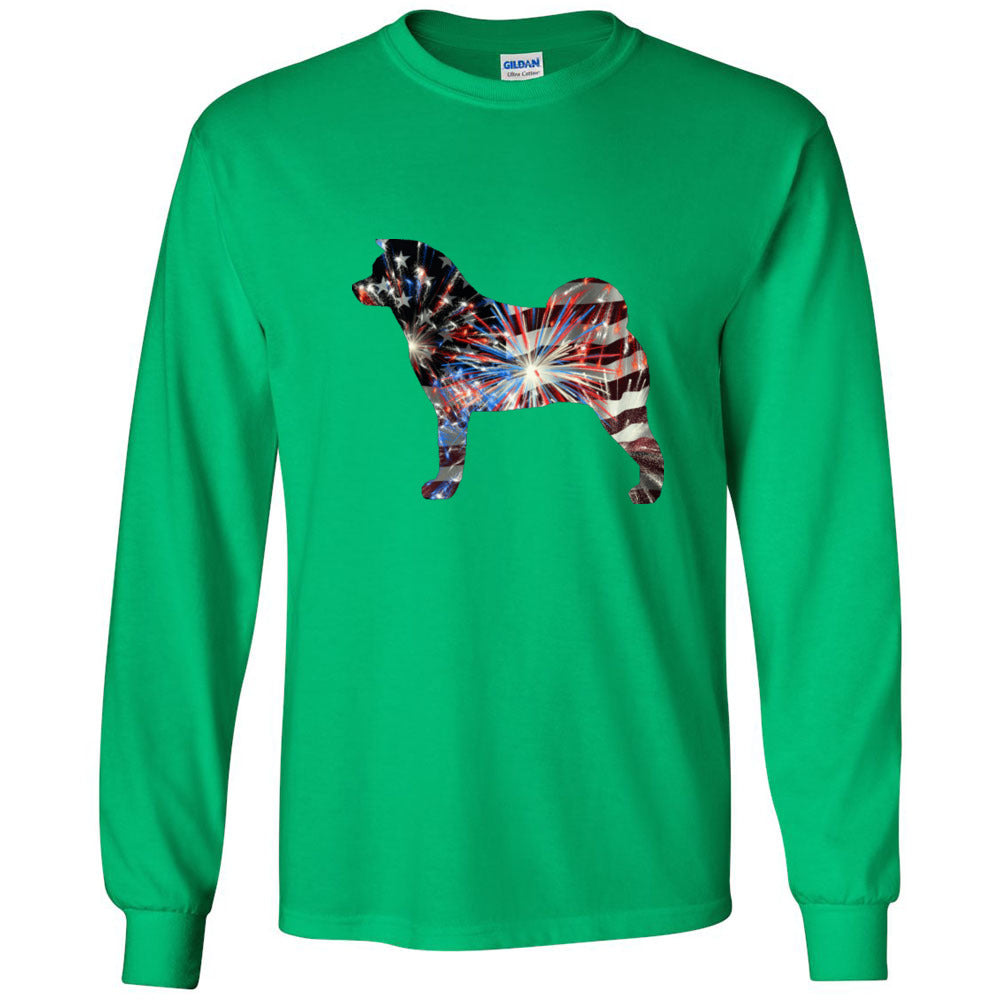 Patriotic Akita Gildan Unisex Ultra Cotton Long Sleeve T-Shirt - WagALotBowWow