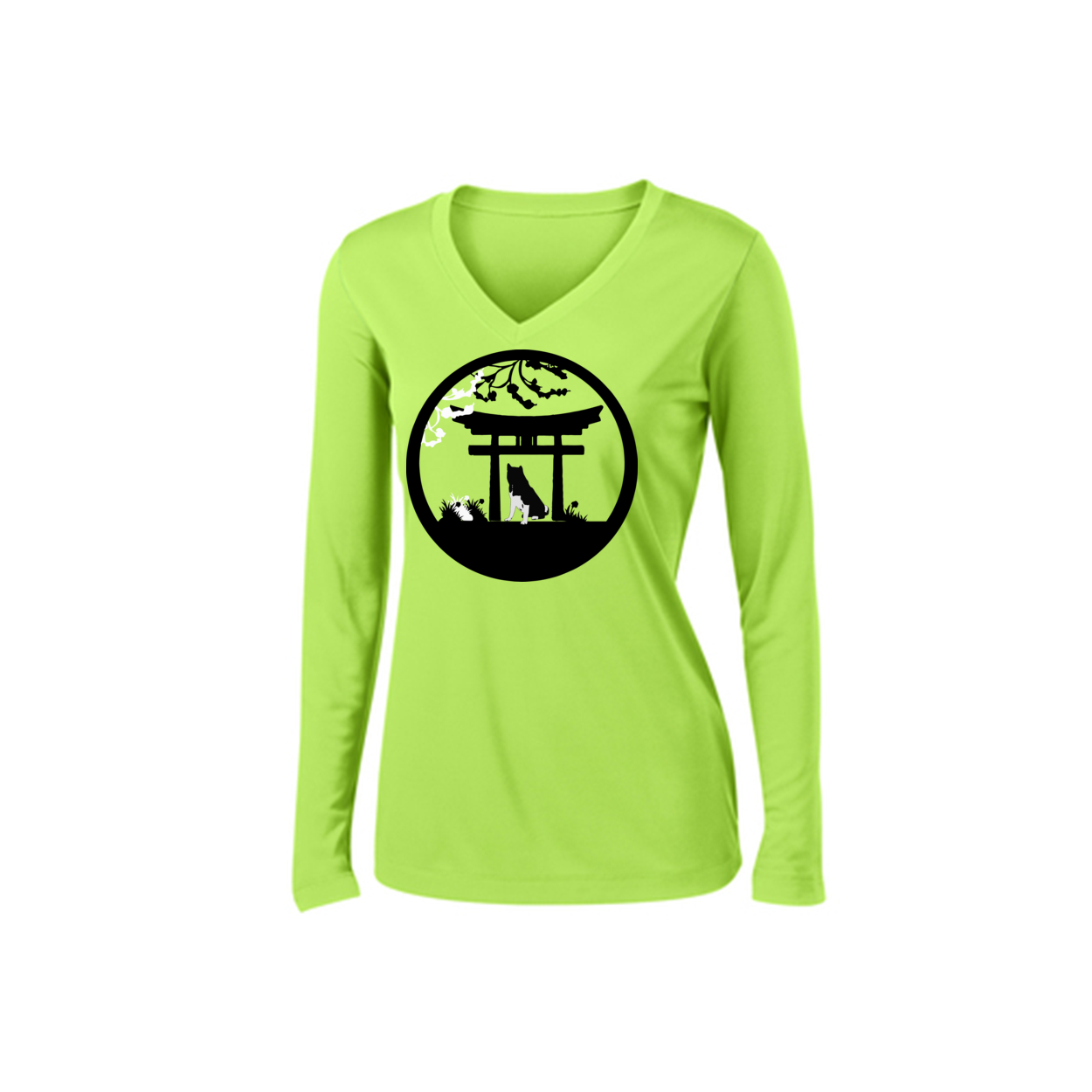 Akita Gate Ladies V-Neck LS Tee - WagALotBowWow