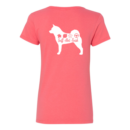 Akita Scent F/B Women's V-Neck T-Shirt - WagALotBowWow