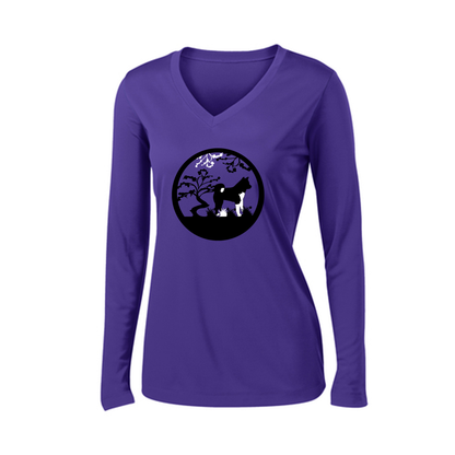 Akita Tree Womens V-Neck LS - WagALotBowWow