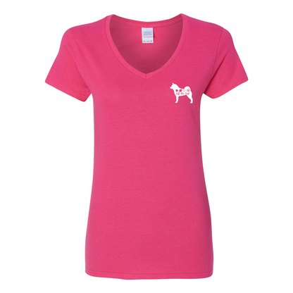 Akita Scent F/B Women's V-Neck T-Shirt - WagALotBowWow