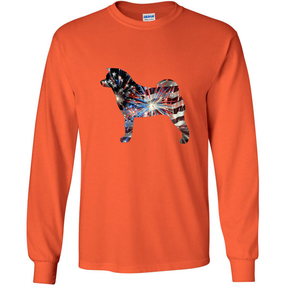 Patriotic Akita Gildan Unisex Ultra Cotton Long Sleeve T-Shirt - WagALotBowWow