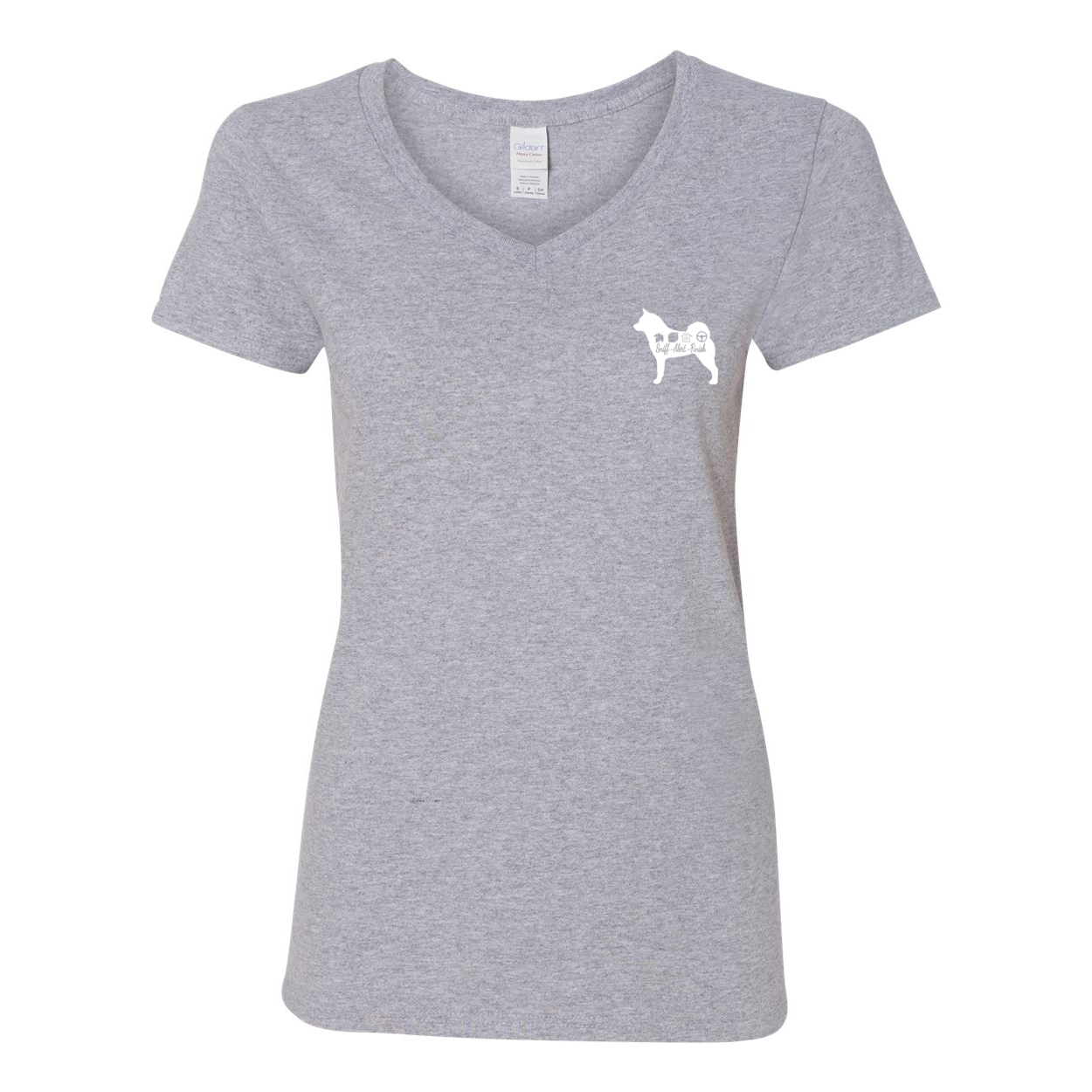 Akita Scent F/B Women's V-Neck T-Shirt - WagALotBowWow