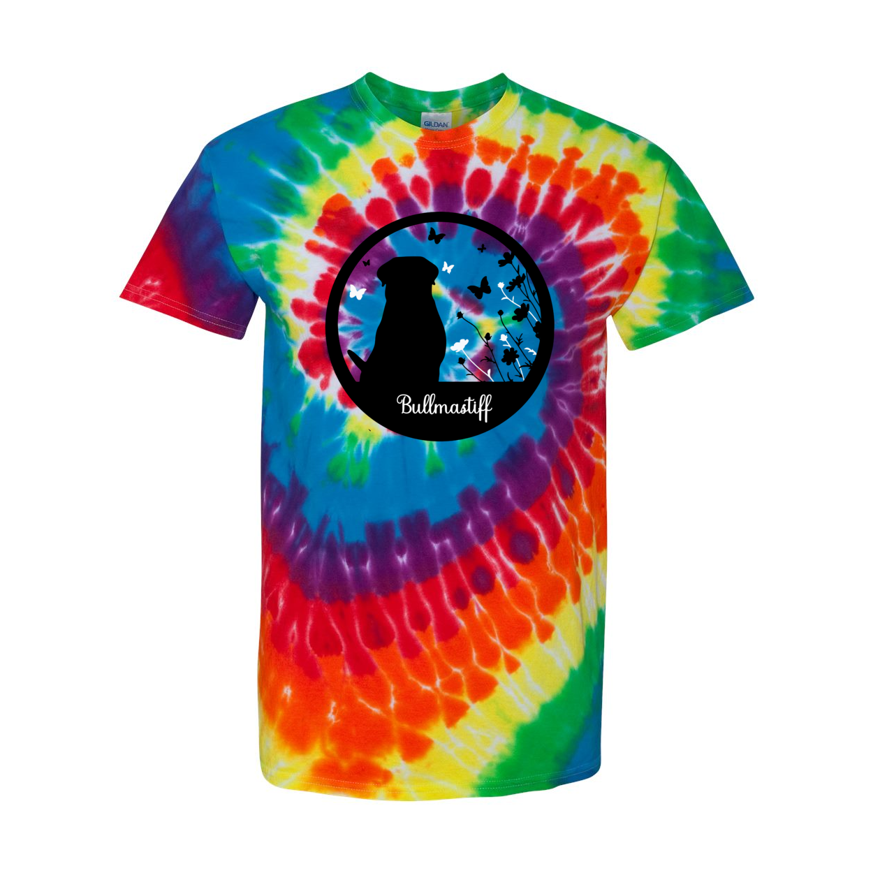 Bullmastiff Flowers Spiral Tie-Dyed T-Shirt - WagALotBowWow