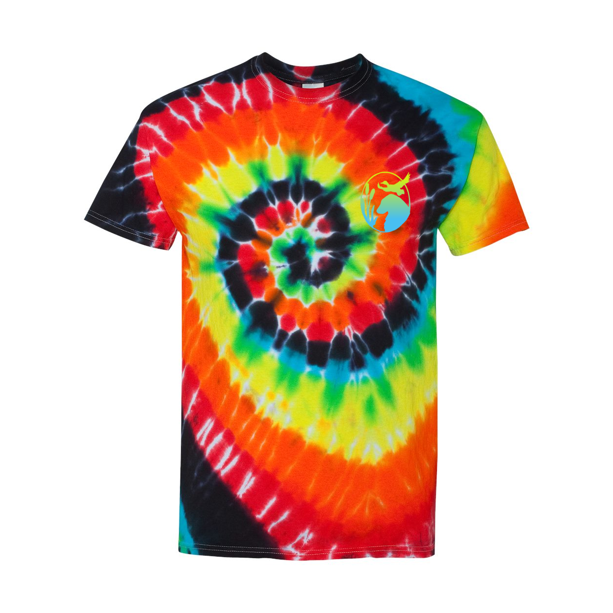 Flatty Life Front/Bac Spiral Tie-Dyed T-Shirt - WagALotBowWow