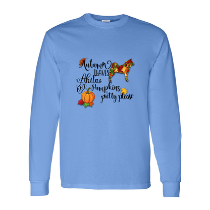 Autumn Akita BLK Cotton Long Sleeve T-Shirt - WagALotBowWow