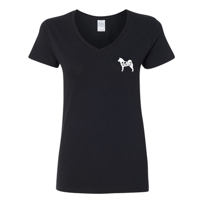 Akita Scent F/B Women's V-Neck T-Shirt - WagALotBowWow