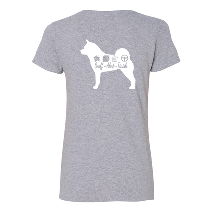 Akita Scent F/B Women's V-Neck T-Shirt - WagALotBowWow