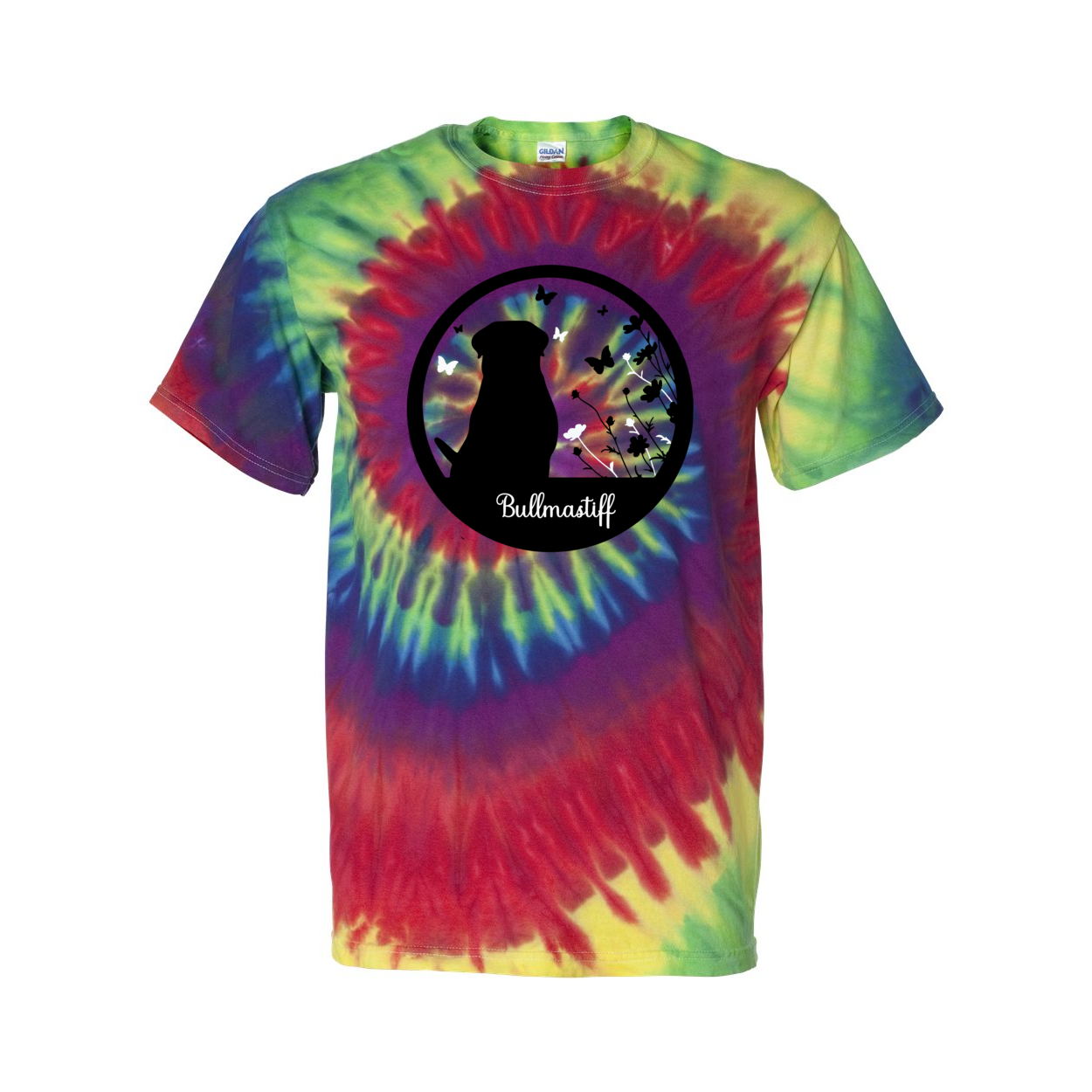 Bullmastiff Flowers Spiral Tie-Dyed T-Shirt - WagALotBowWow
