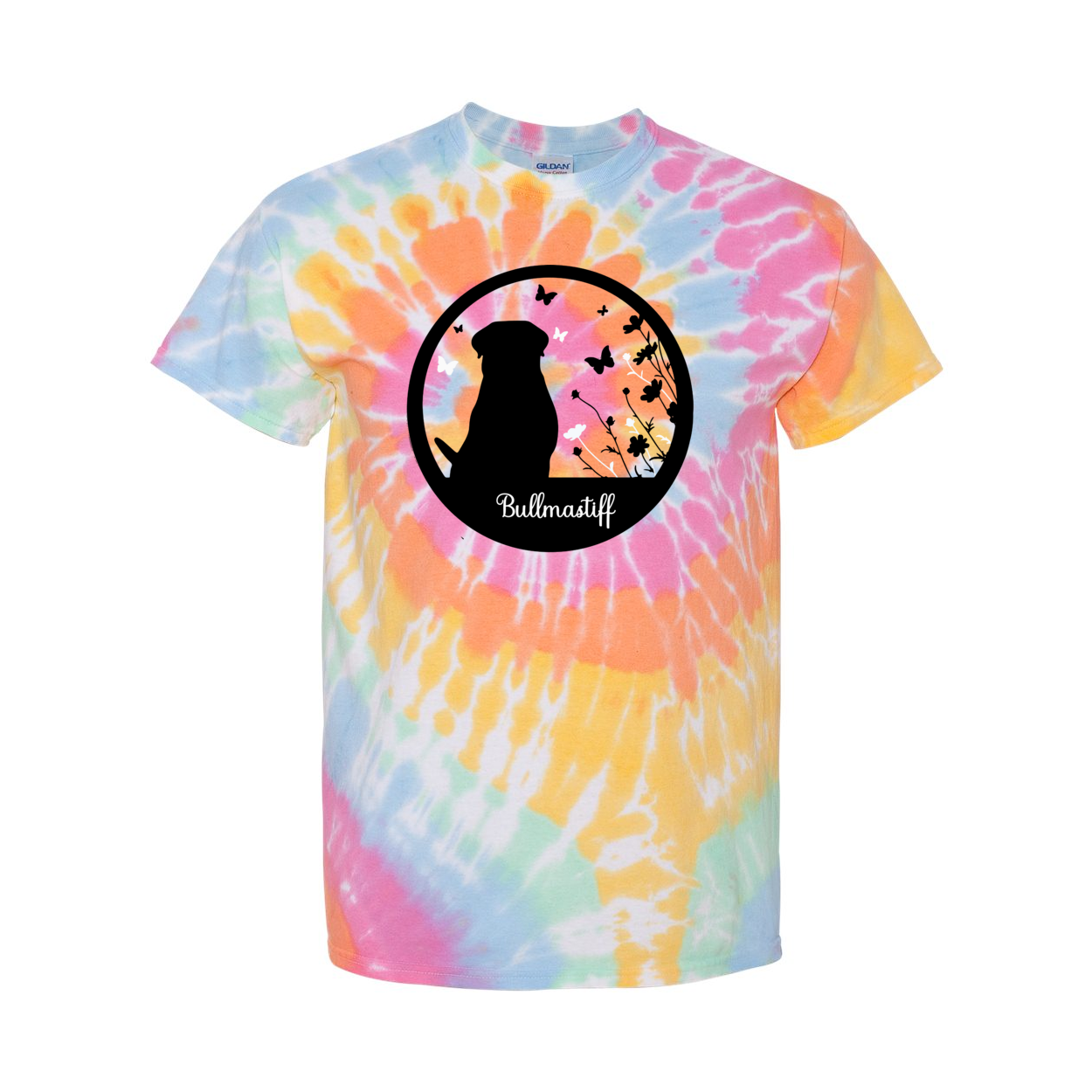 Bullmastiff Flowers Spiral Tie-Dyed T-Shirt - WagALotBowWow