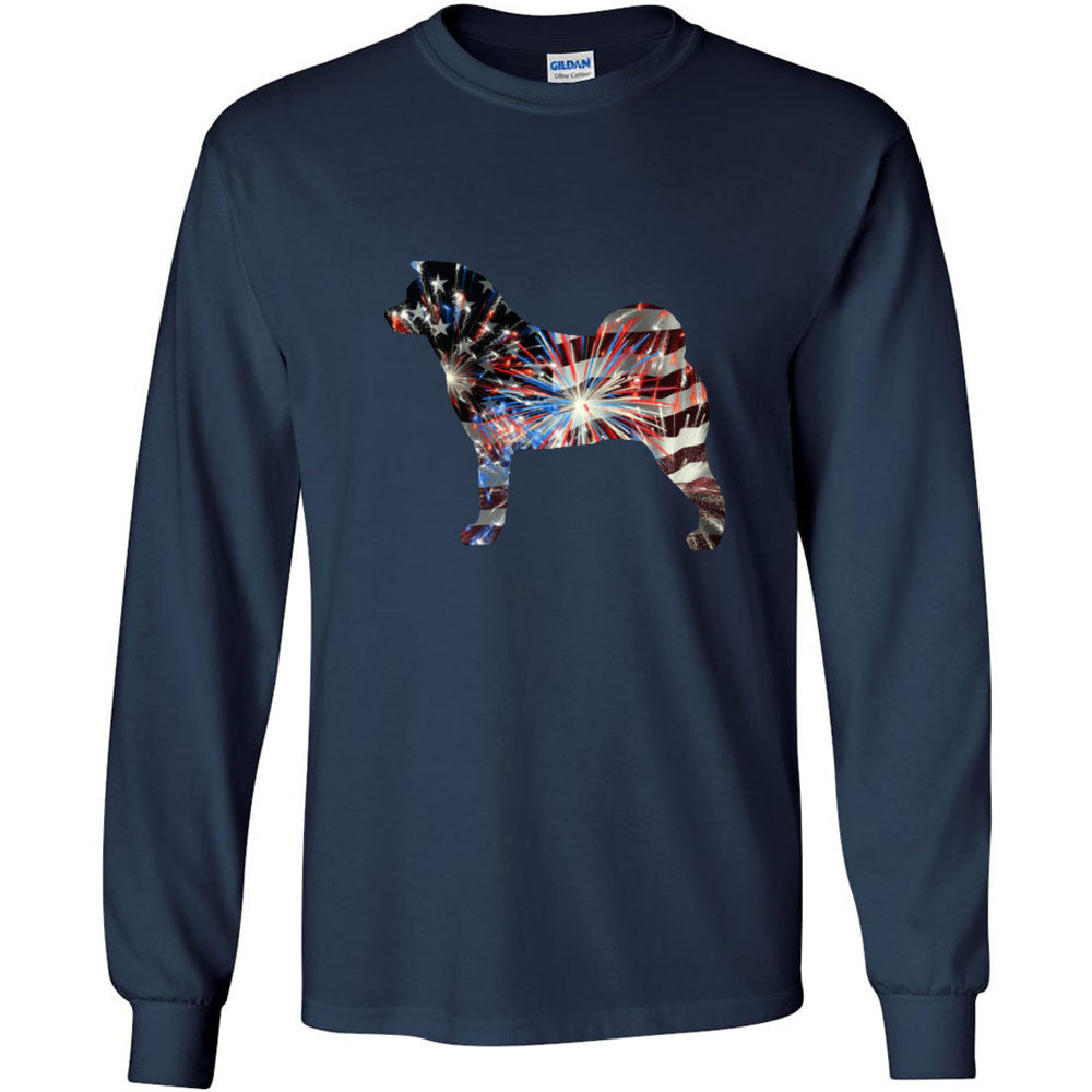 Patriotic Akita Gildan Unisex Ultra Cotton Long Sleeve T-Shirt - WagALotBowWow
