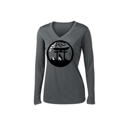 Akita Gate Ladies V-Neck LS Tee - WagALotBowWow