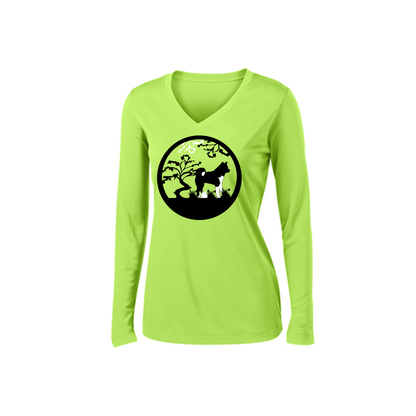 Akita Tree Womens V-Neck LS - WagALotBowWow