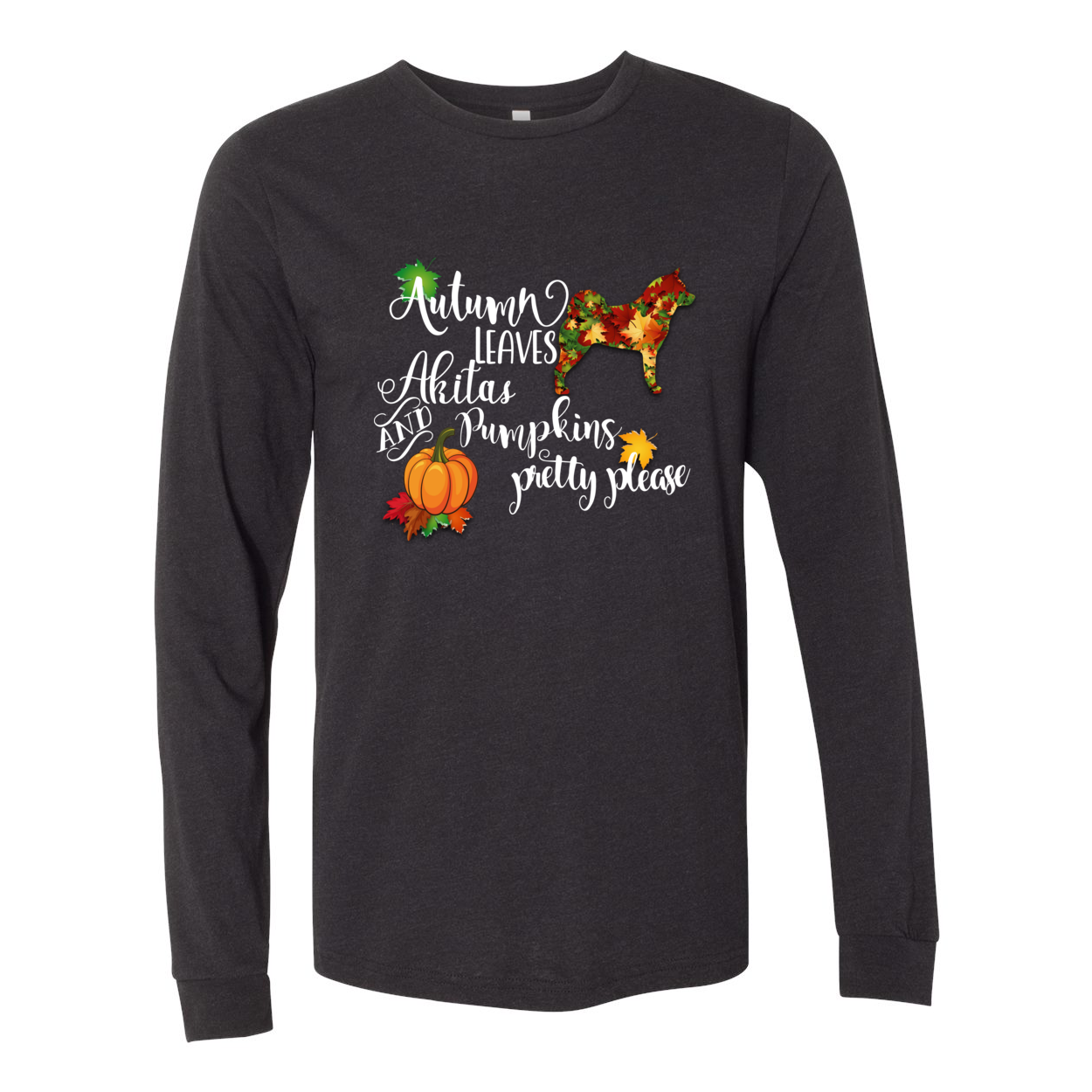 Falling Leaves Akita Unisex LS Wht - WagALotBowWow