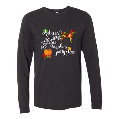 Falling Leaves Akita Unisex LS Wht - WagALotBowWow