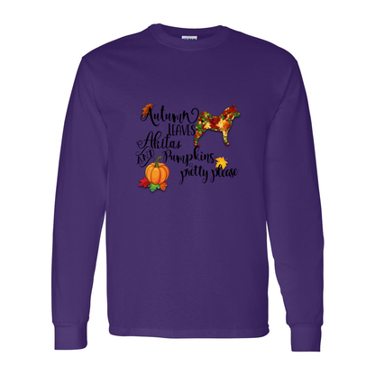 Autumn Akita BLK Cotton Long Sleeve T-Shirt - WagALotBowWow